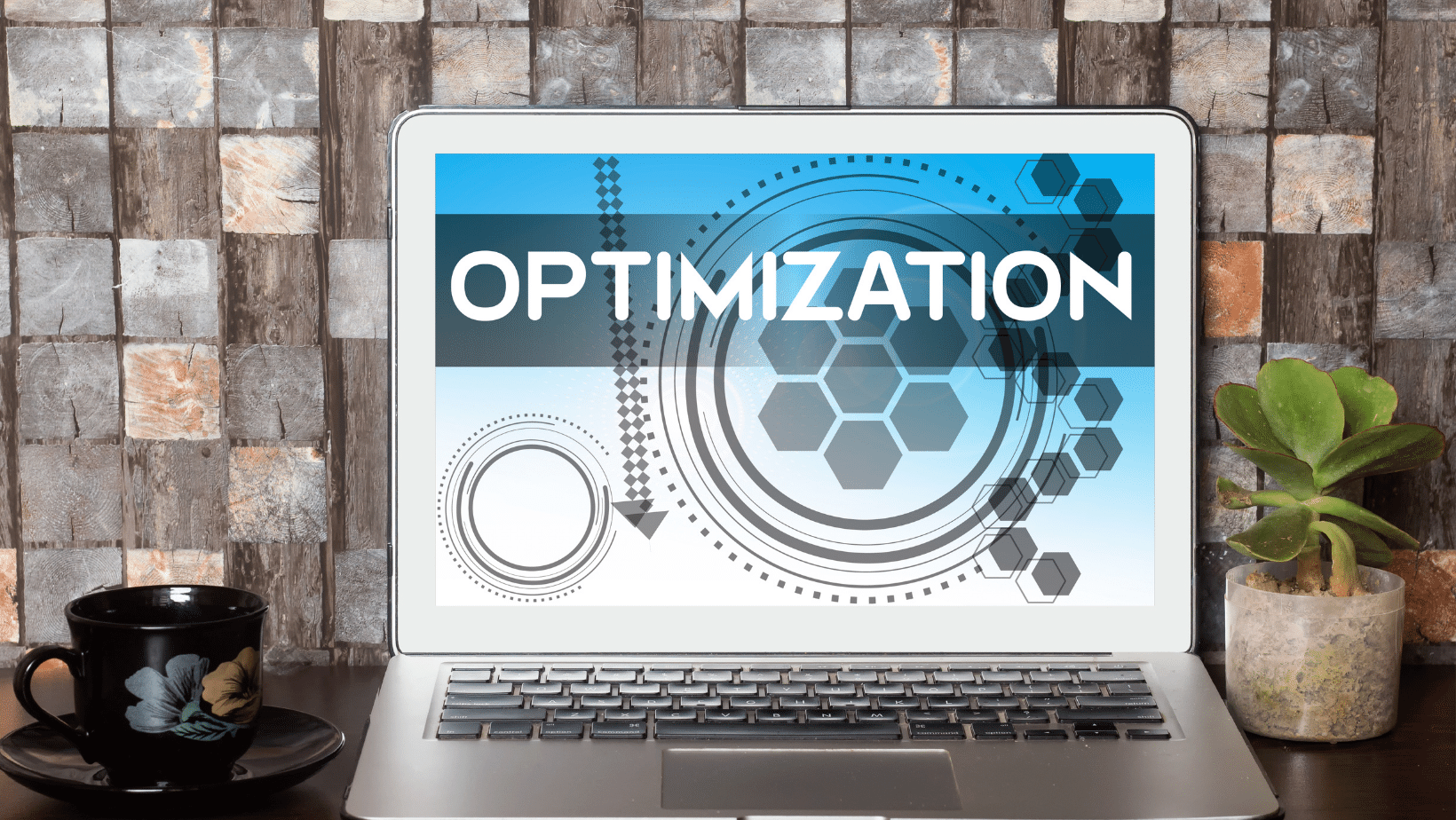 Ascend Adwerks' laptop with displaying 'optimization.'