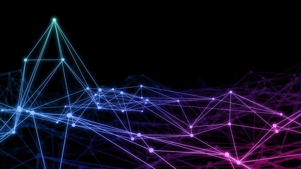 Ascend Adwerks' image of an abstract image of a network of colored lines on a black background representing data and analytic services.