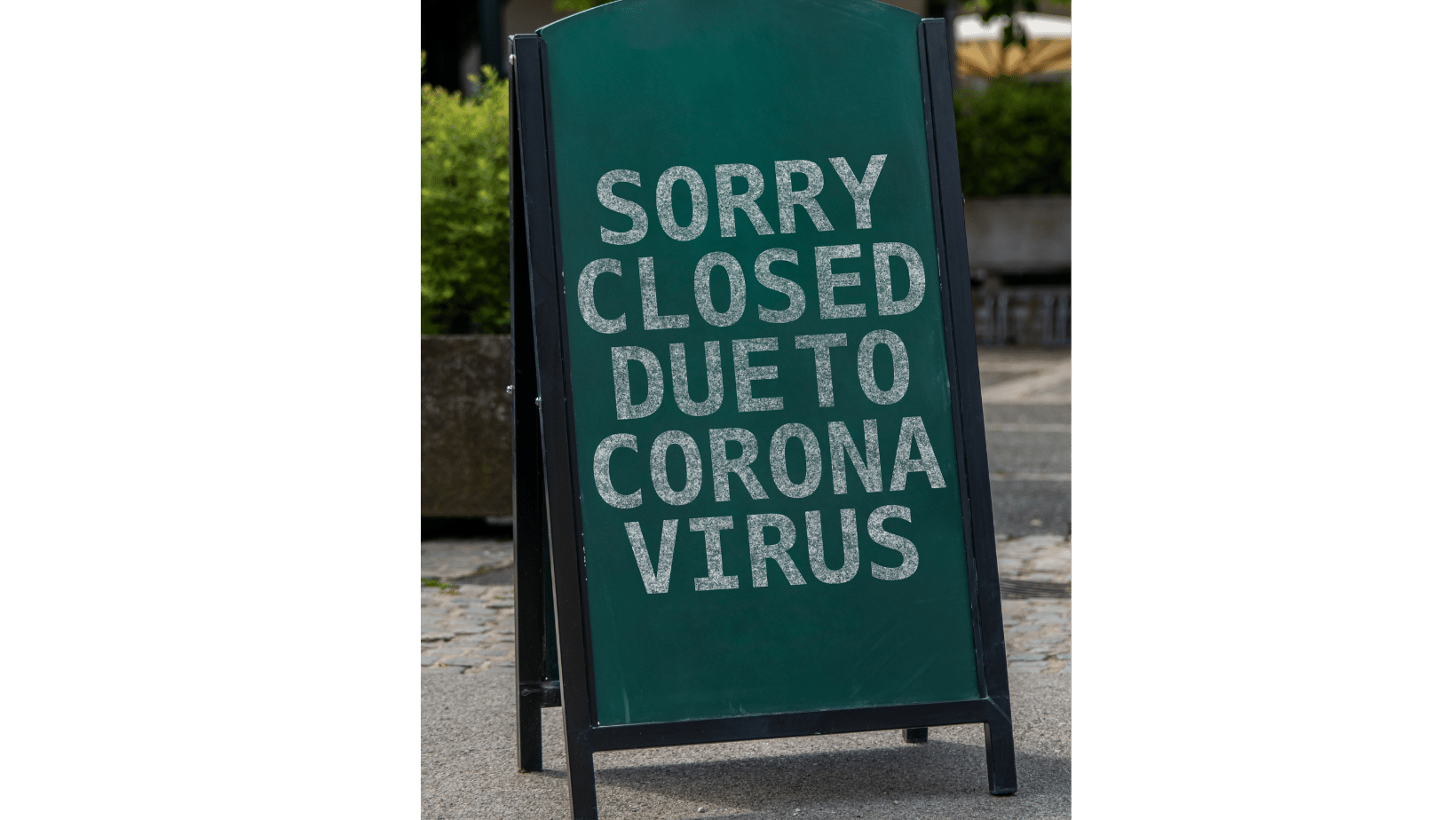 Ascend Adwerks' image of a restaurant sign with 'sorry closed due to corona virus.'